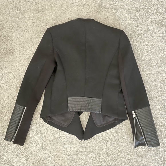 Zara Crop Blazer Jacket with Leather Detail - Small - Picture 3 of 9